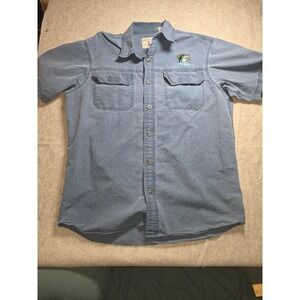 RedHead Brand Co Mens Blue Grid Short Sleeve Fishing Shirt Button Down Medium